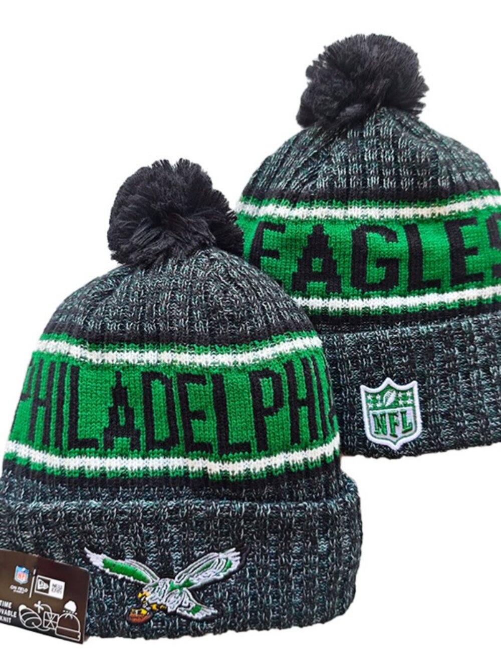 EAGLES Sports Knit Pom Beanie One Size Fits Most